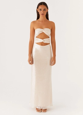 Tianna Strapless Sequin Maxi Dress - Ivory Urban Chic WaterRepellentCoating