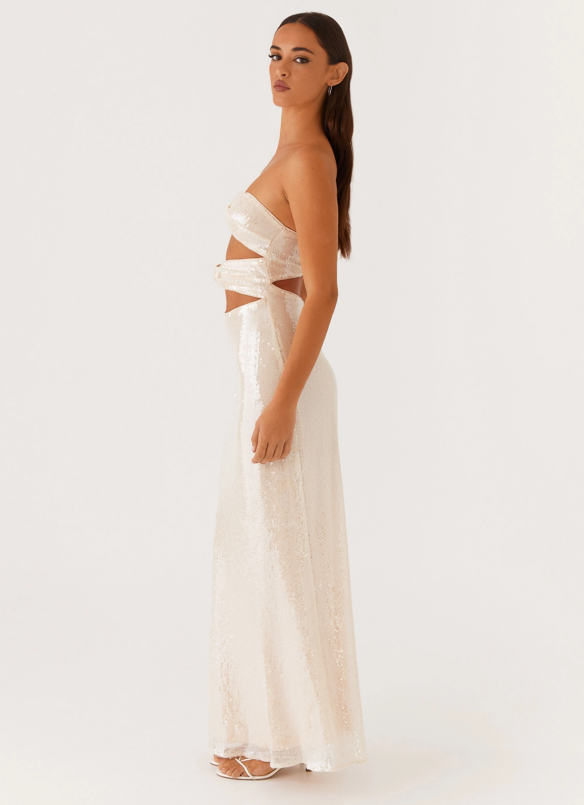HypoallergenicFiber Tianna Strapless Sequin Maxi Dress - Ivory