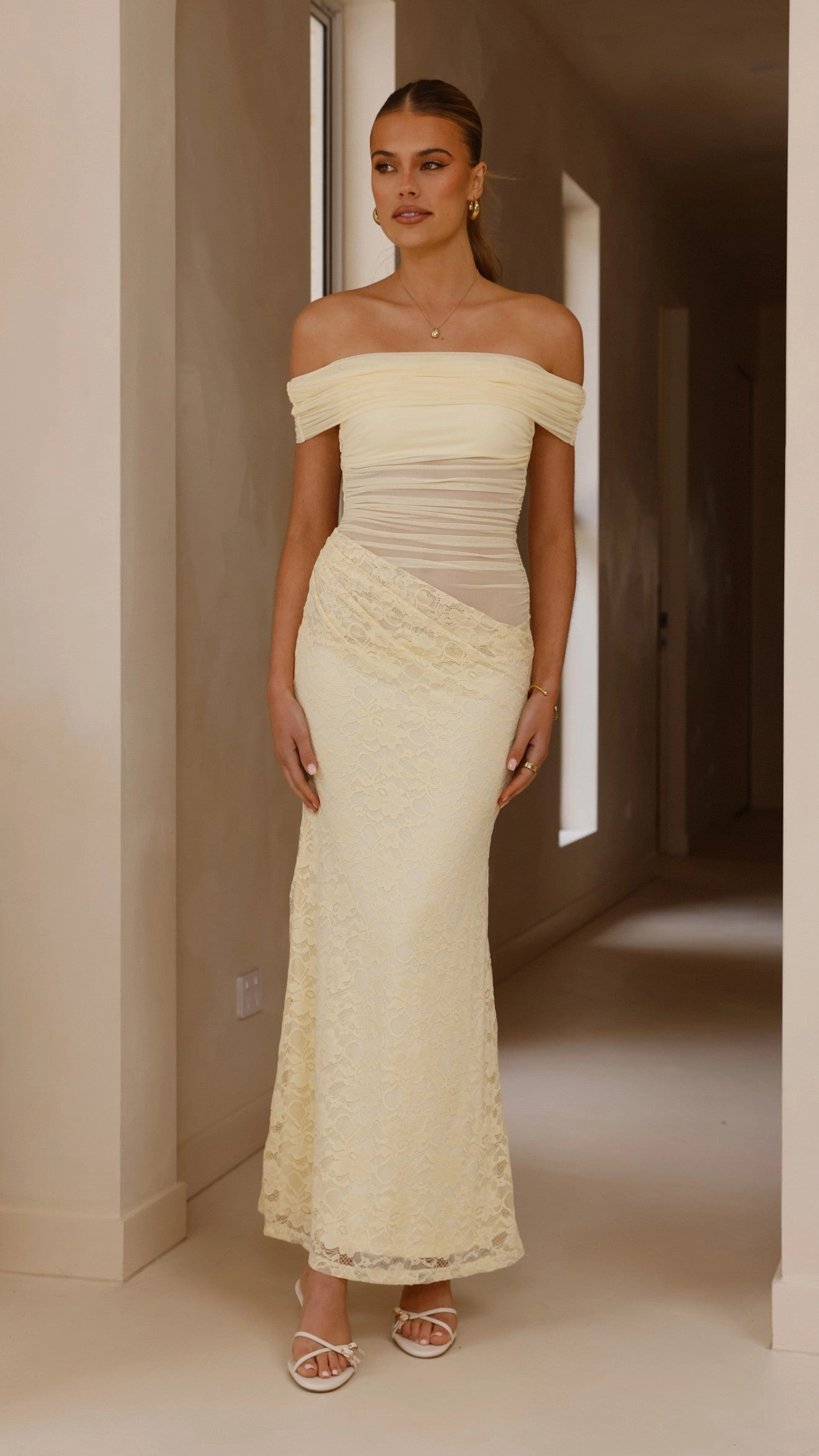 Versatile Design Versatile Layer Tiarna Off The Shoulder Maxi Dress - Yellow