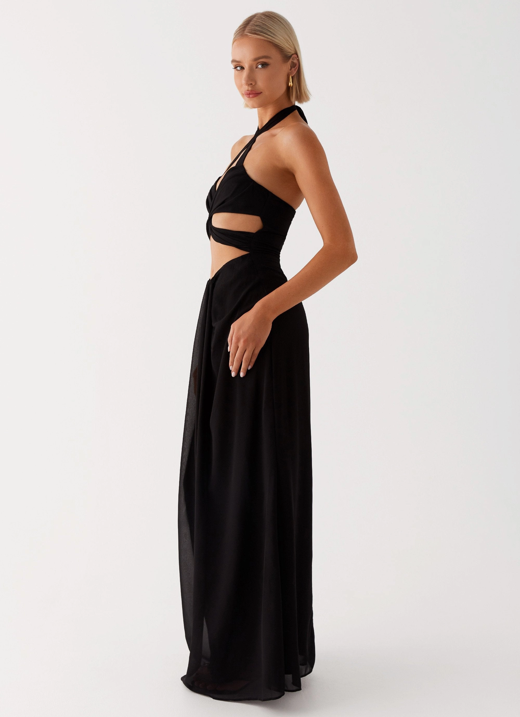 Ribbed-Texture Dream Look Lady Marmalade Maxi Dress - Black