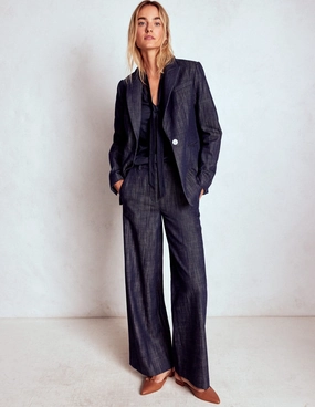 Tie Neck Supersoft Top-Navy Ribbed Knit Fabric MinimalistAesthetic