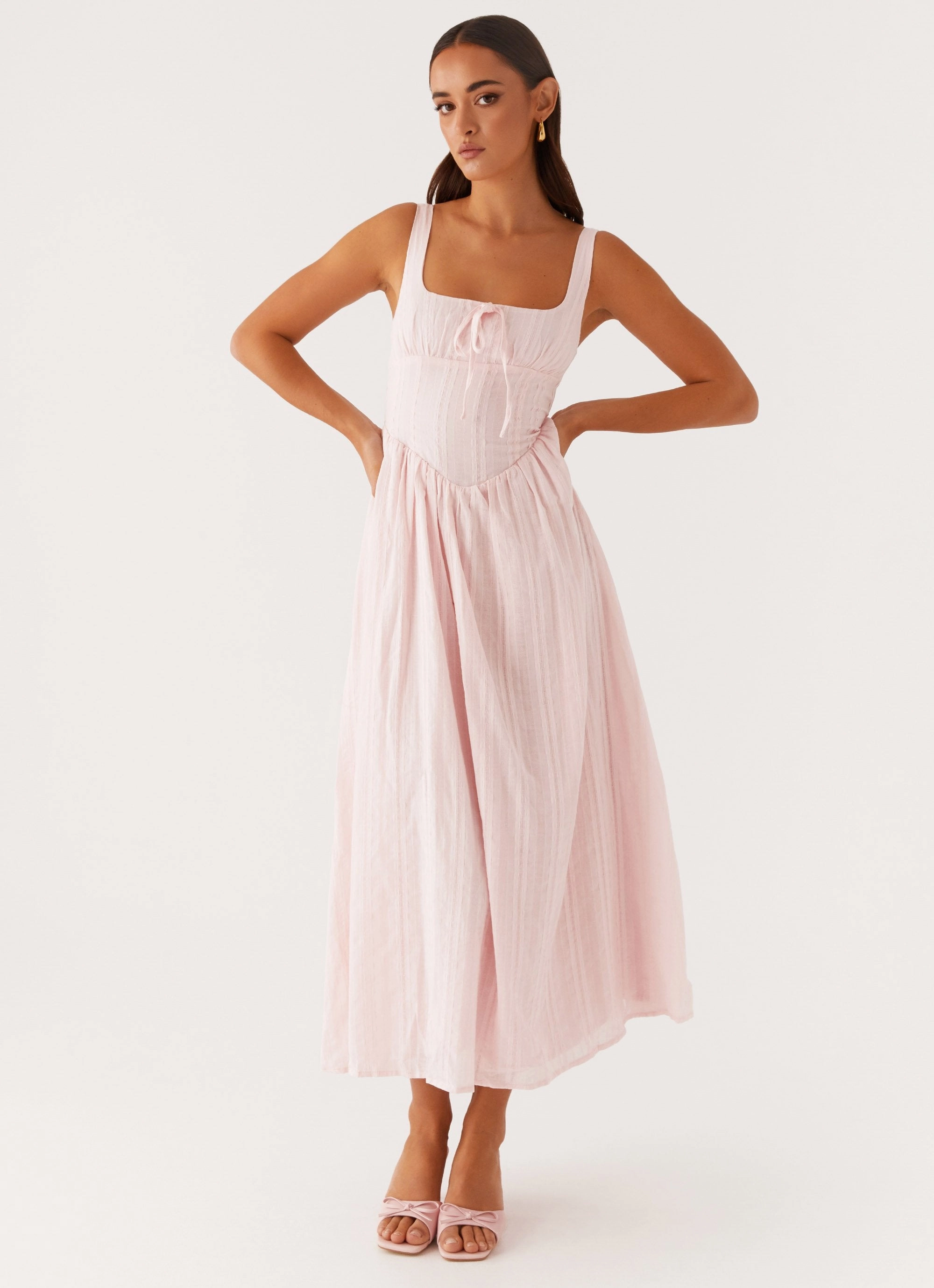 Cool Simplicity Easy Draping Pascuelle Midi Dress - Pink