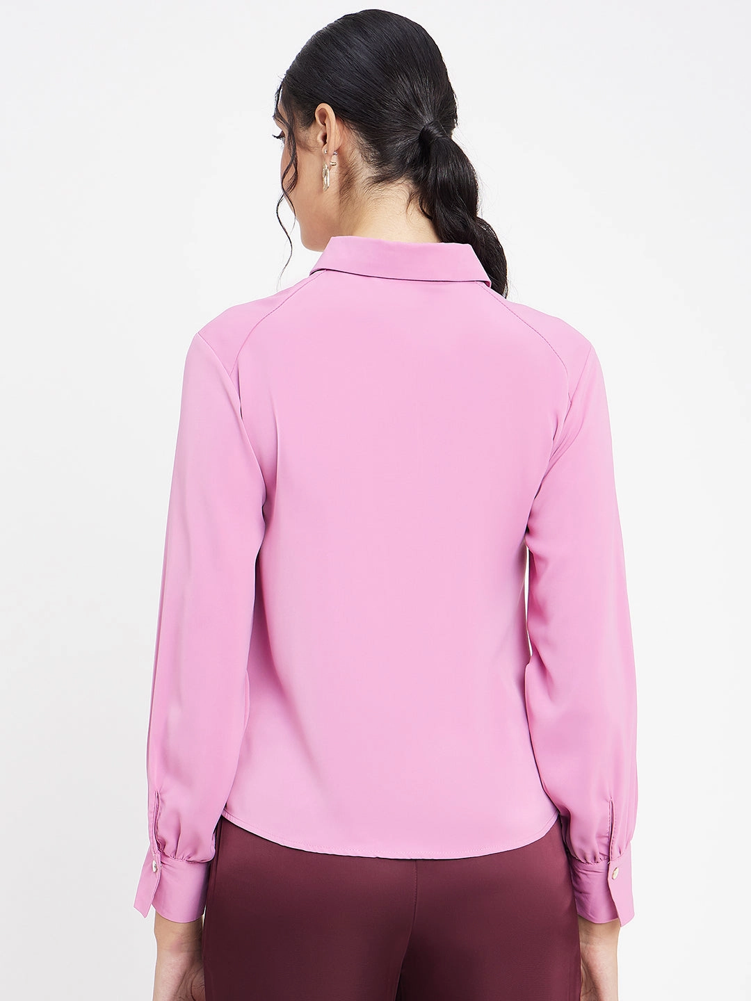 Madame Polo Neck Solid Pink Shirt Lightweight Layer Ventilated Back Panel