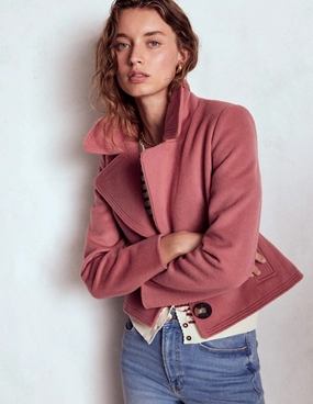 Versatile Daily Layer Ergonomic Cut Topstitch Jacket-DUSTY PINK