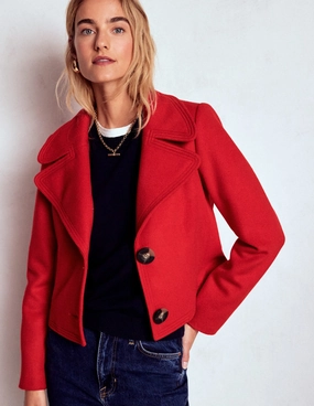 Ergonomic Shoulder Fit Stretch Paneling Topstitch Jacket-Poppy Red