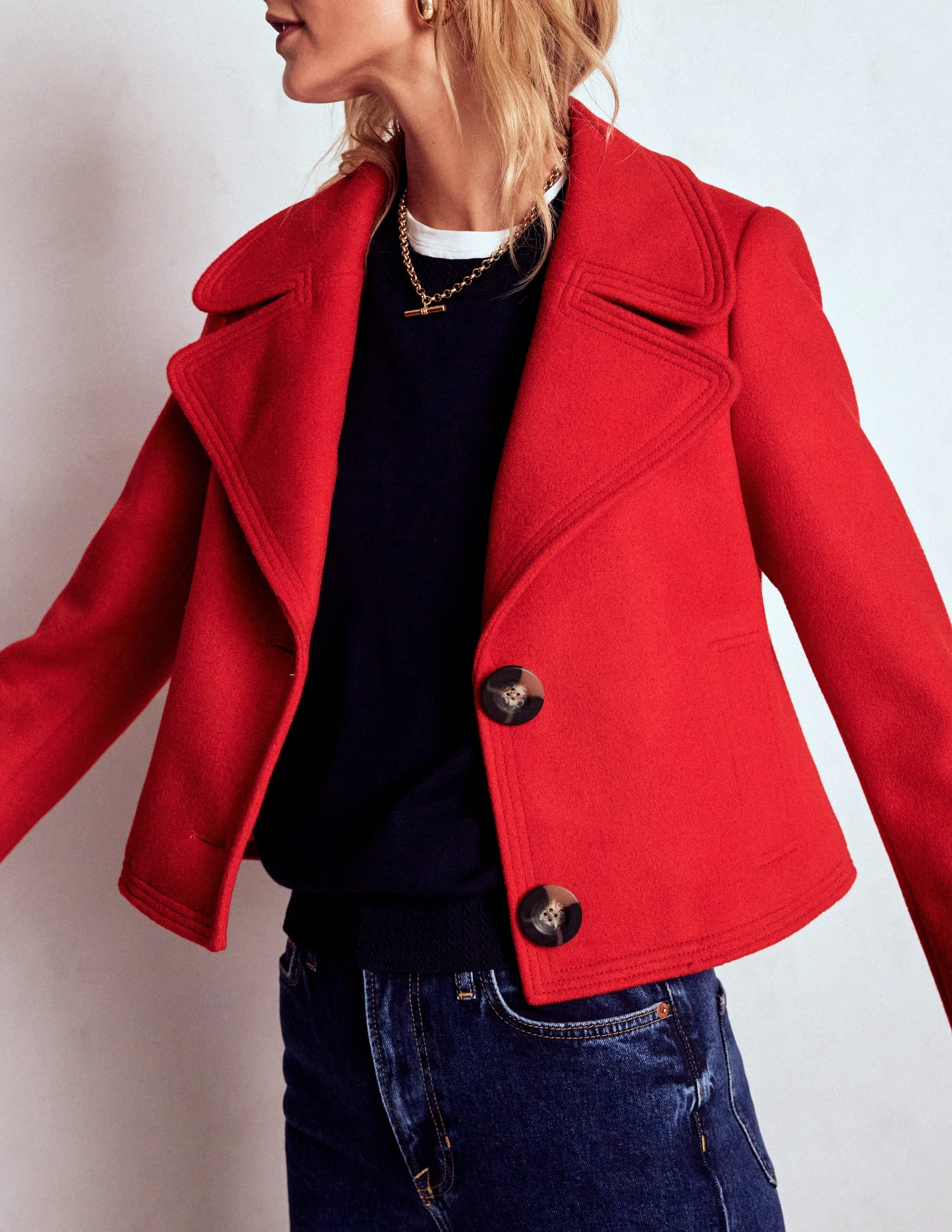 Topstitch Jacket-Poppy Red Reinforced Seams Eco Certified Textiles