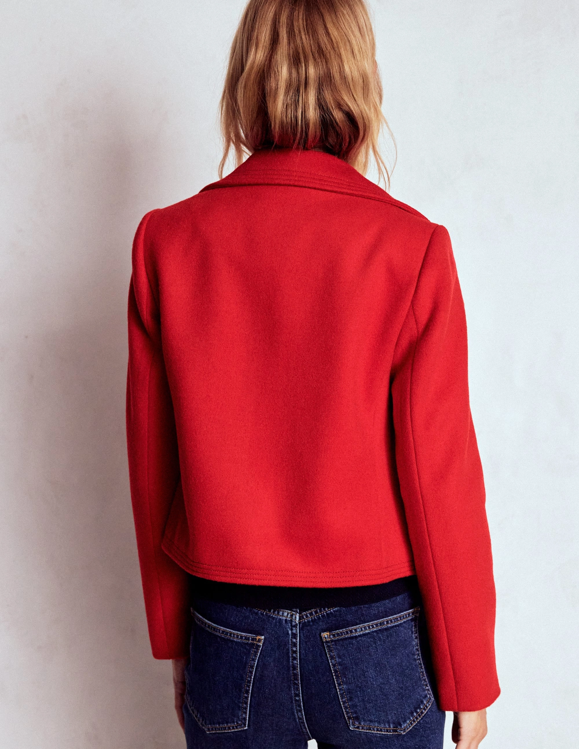 Lightweight Comfort WaterRepellent Finish Topstitch Jacket-Poppy Red