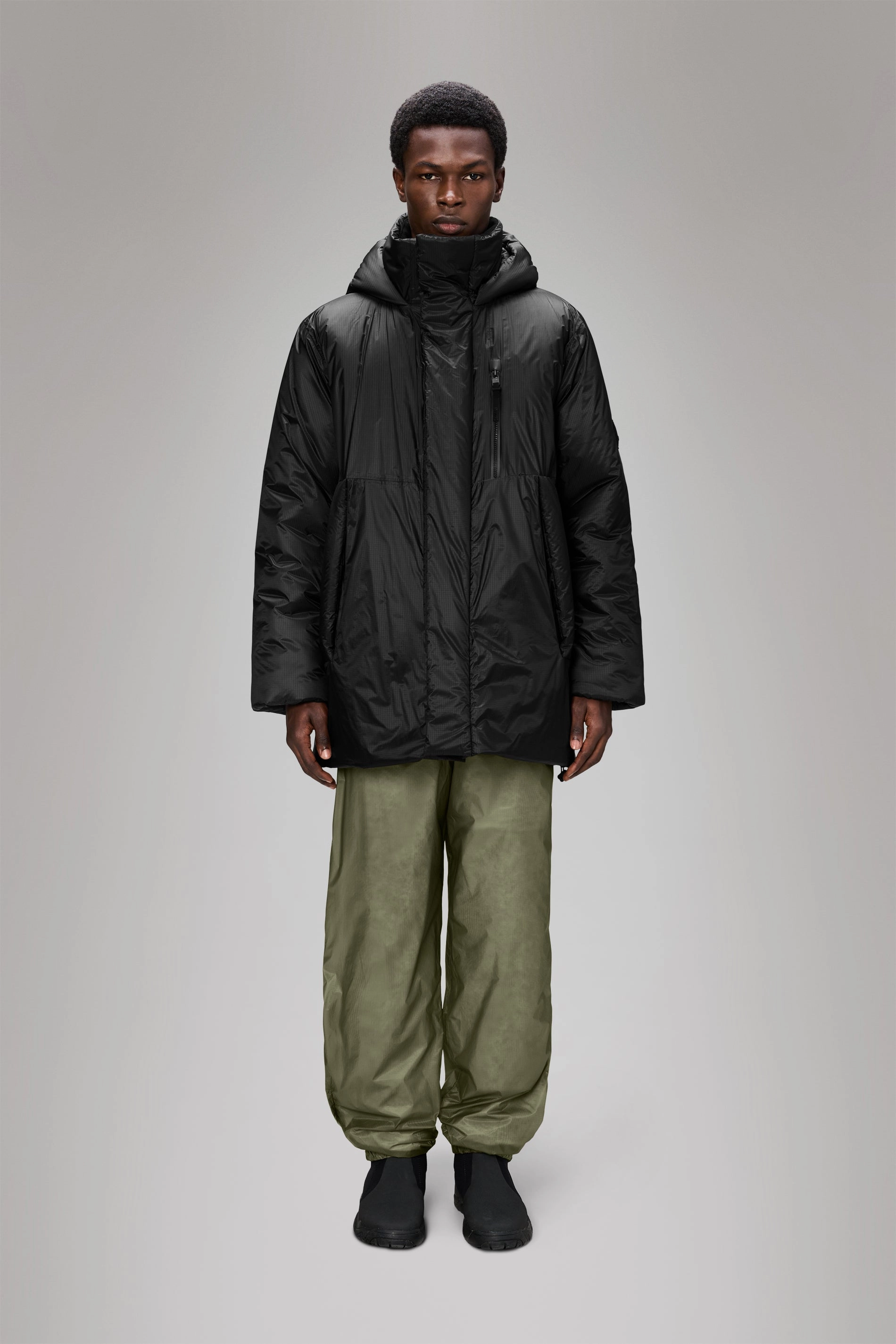 EcoFriendly Dye Detachable Hood Torna Insulated Long Jacket