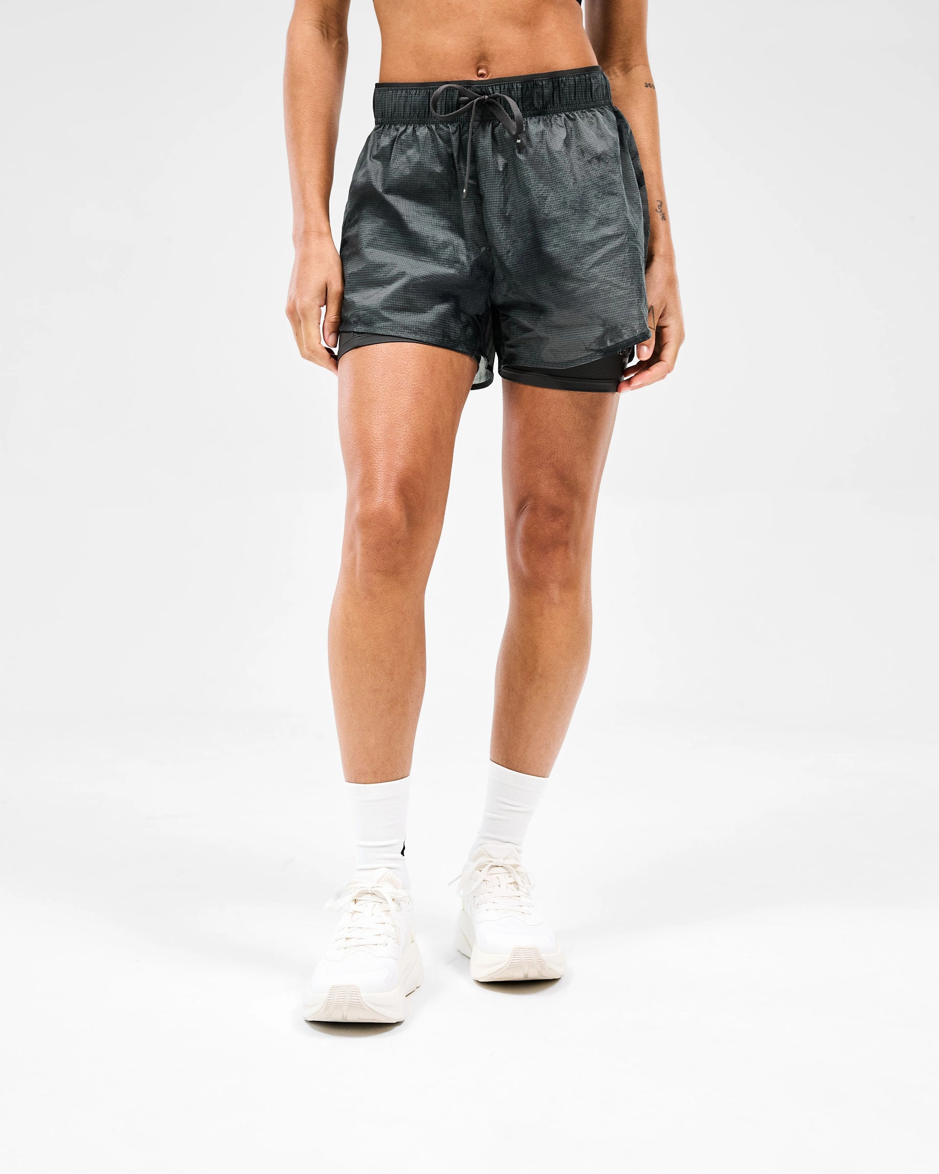 247 Distance 2-In-1 Short Printed - Dark Green tropical style Everyday Basic