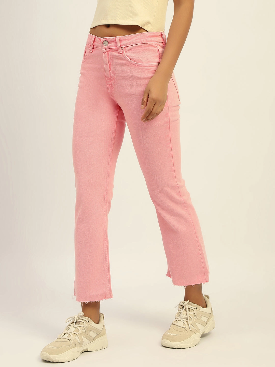 Cool Silhouette Youth Style Stylish Road Trip Madame Mid Rise Cotton Pink Denim