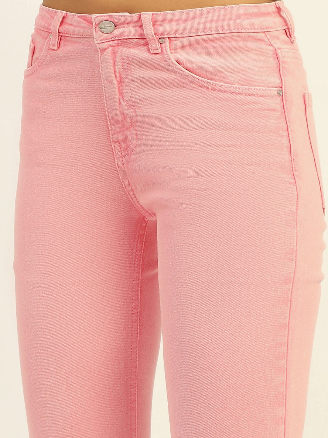 Madame Mid Rise Cotton Pink Denim Smooth Lightweight Soft Eco Friendly
