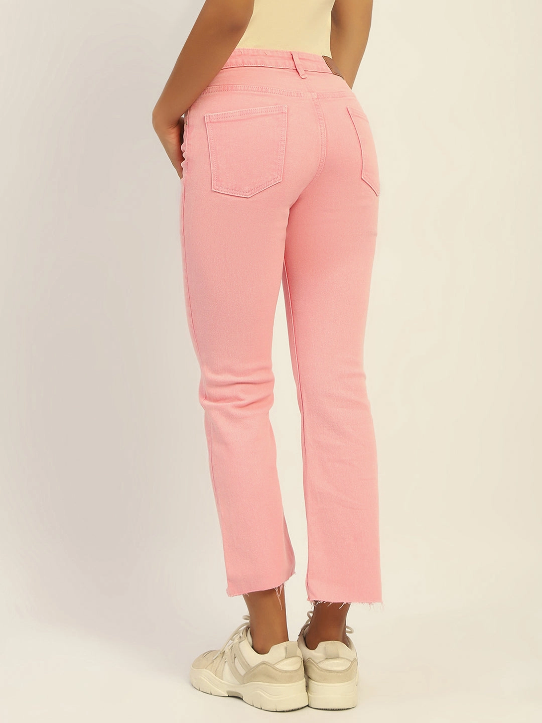 Winter Fashion Madame Mid Rise Cotton Pink Denim