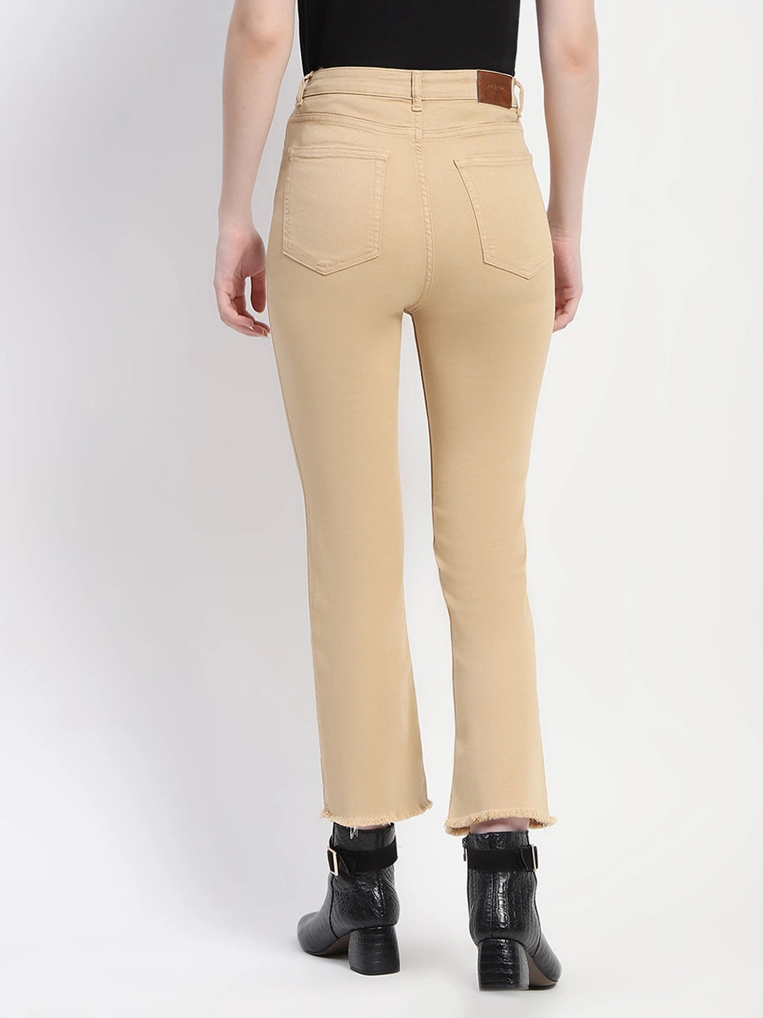 Madame Frayed Hem Flared Beige Denim Moisture Wicking Inner Layer Festival Outfit Urban Explorer