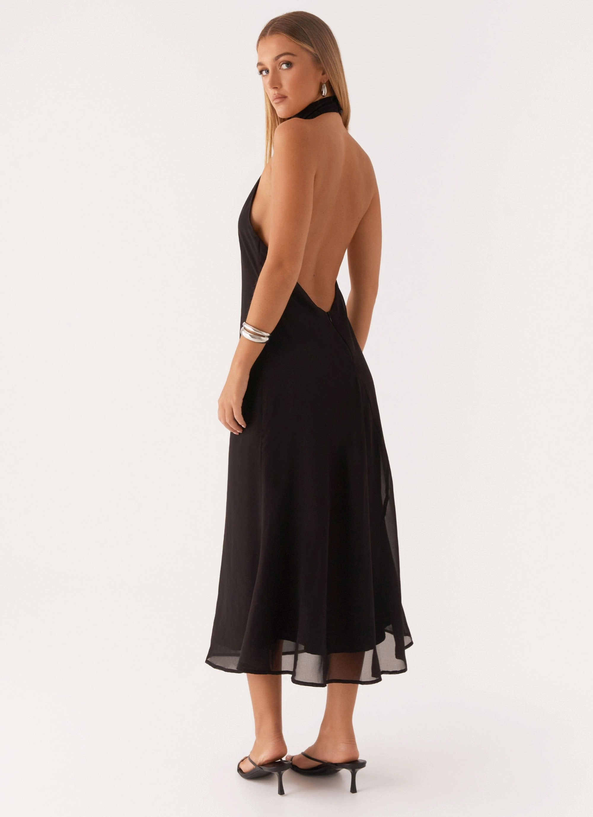Emmalyn Midi Dress - Black knee-length Sleek Tailoring