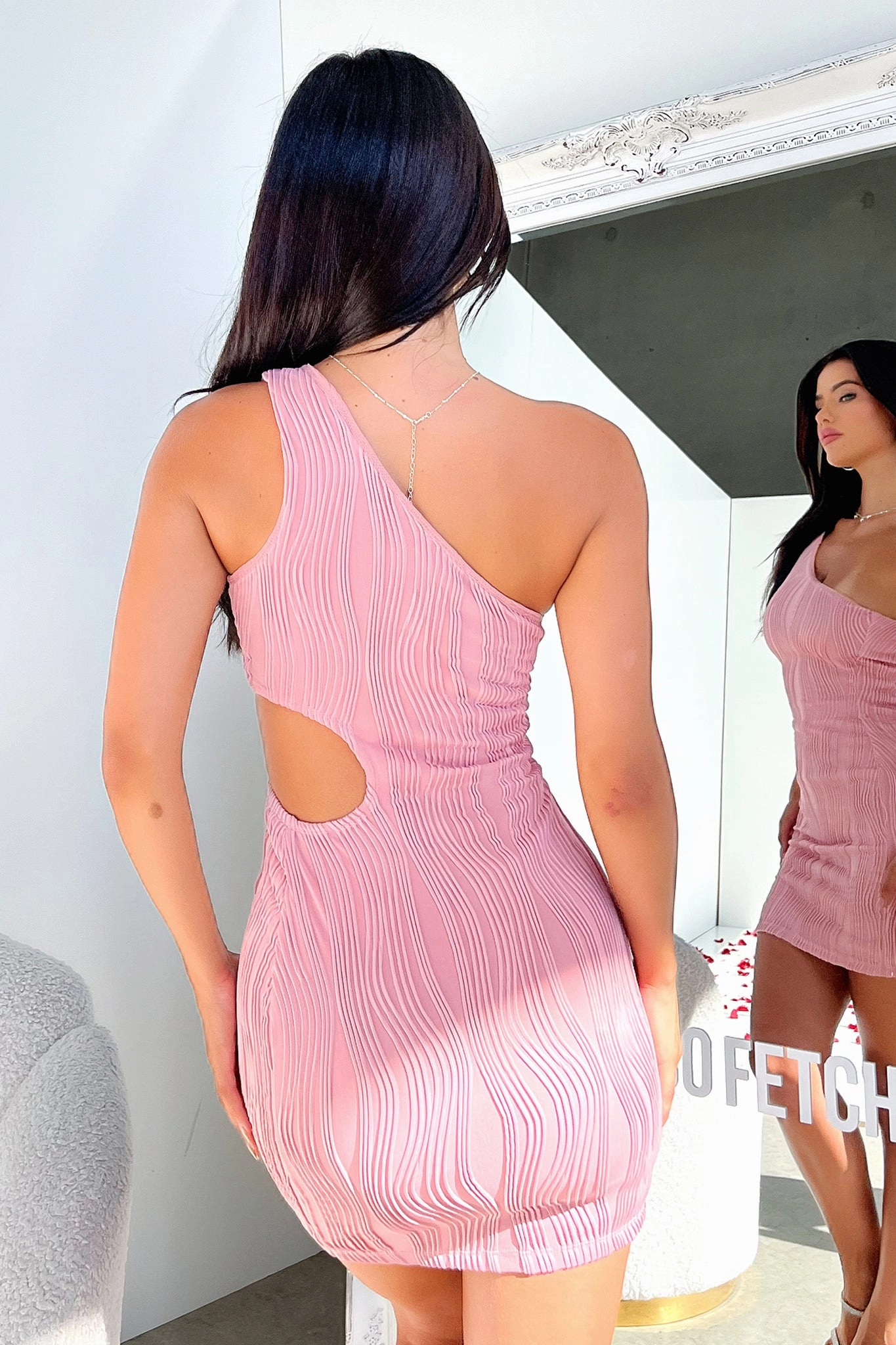 Effortless Waist Design Seasonal Essential Trami Mini Dress - Pink
