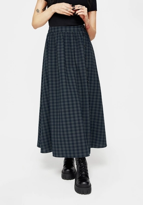 Water Repellent Chic Appeal Jeannie Check Cotton Button Up Midaxi Skirt