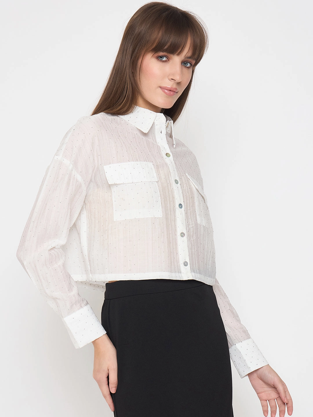 Light Option Madame D-Ring Straps Shimmer Detail White Shirt