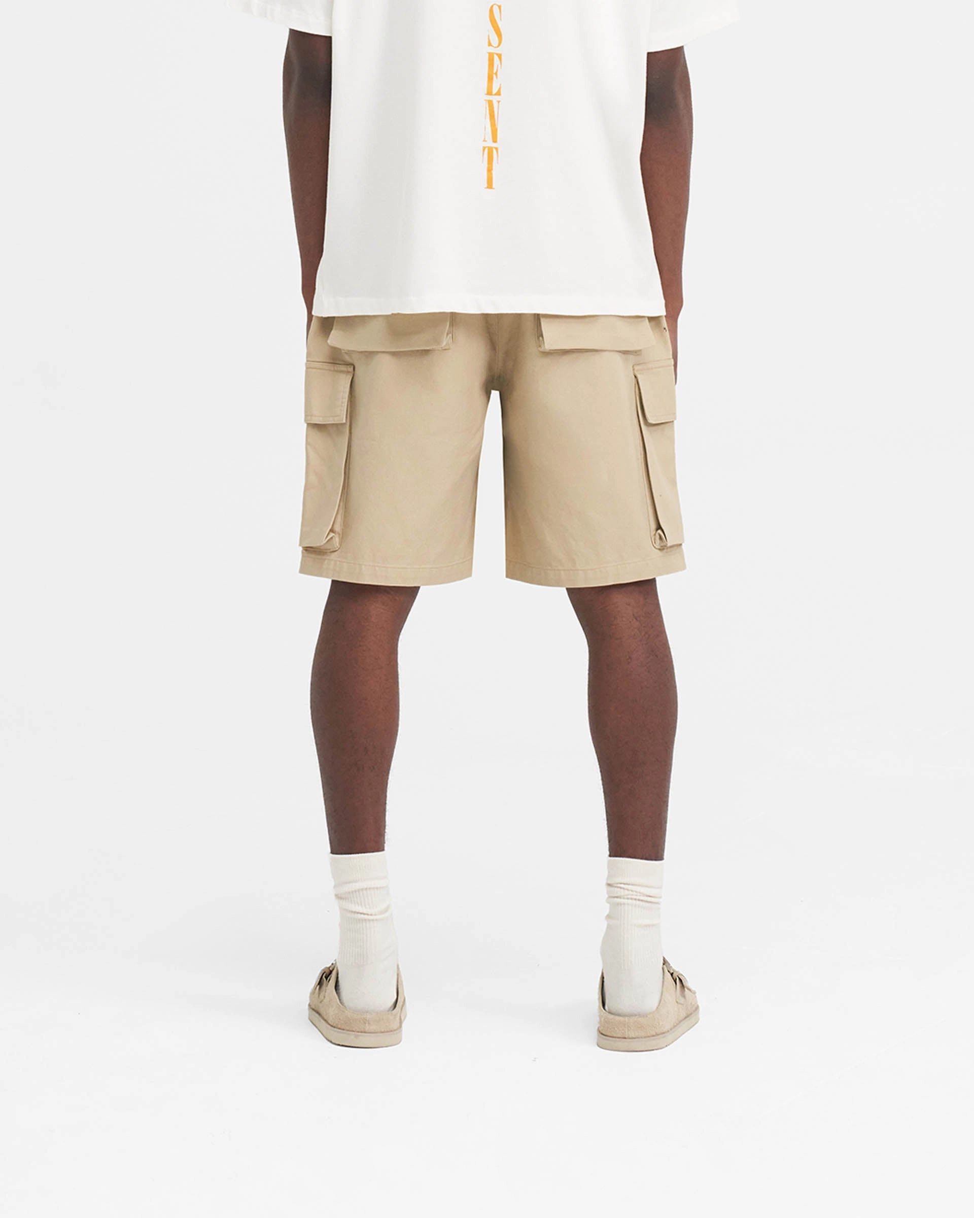 Anti Static Finish Baggy Cotton Cargo Short - Sandstone