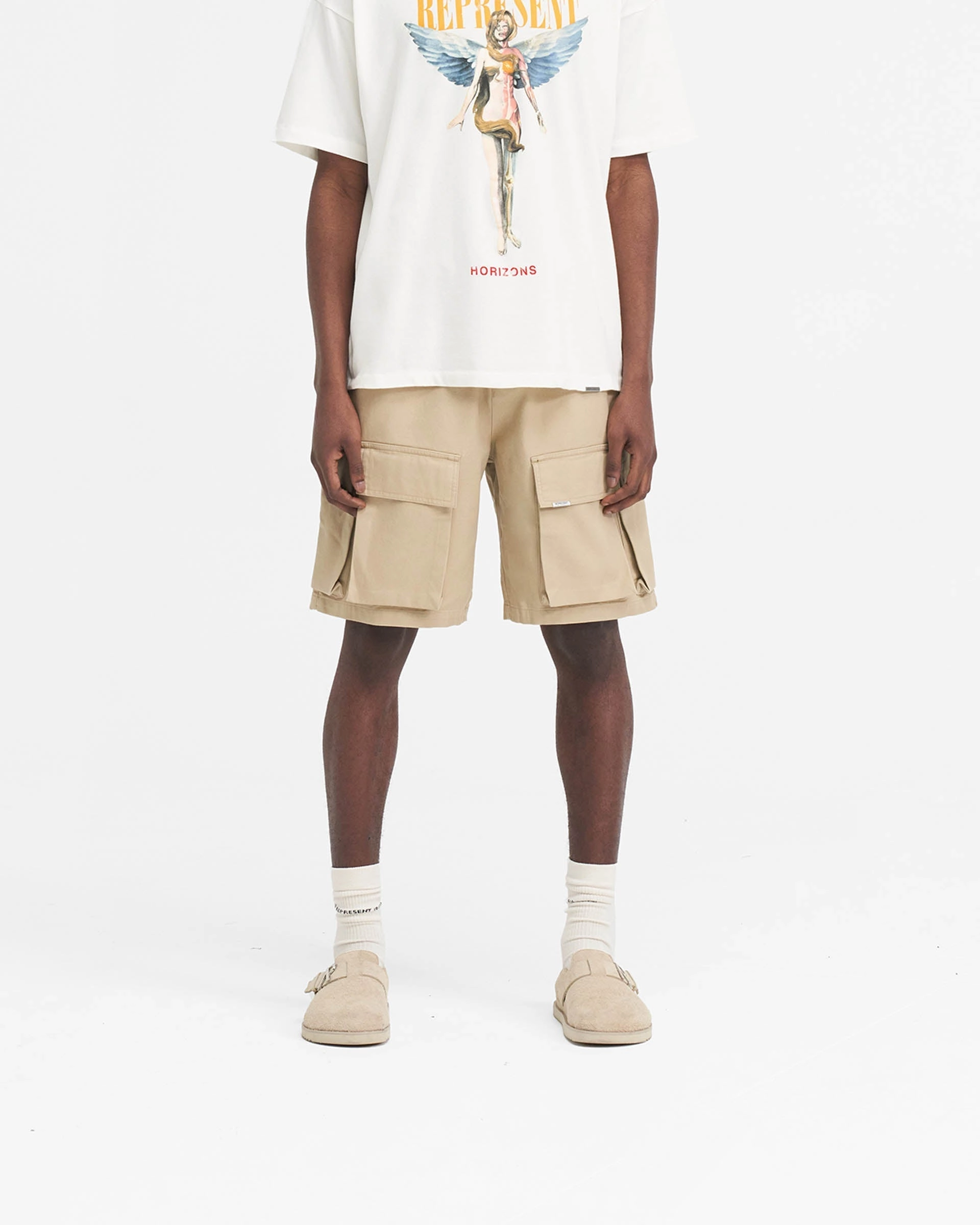 maternity option Warm Days Baggy Cotton Cargo Short - Sandstone