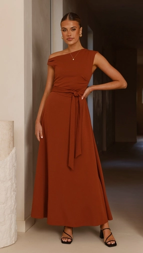 Gemma Maxi Dress - Brown Flattering Cut