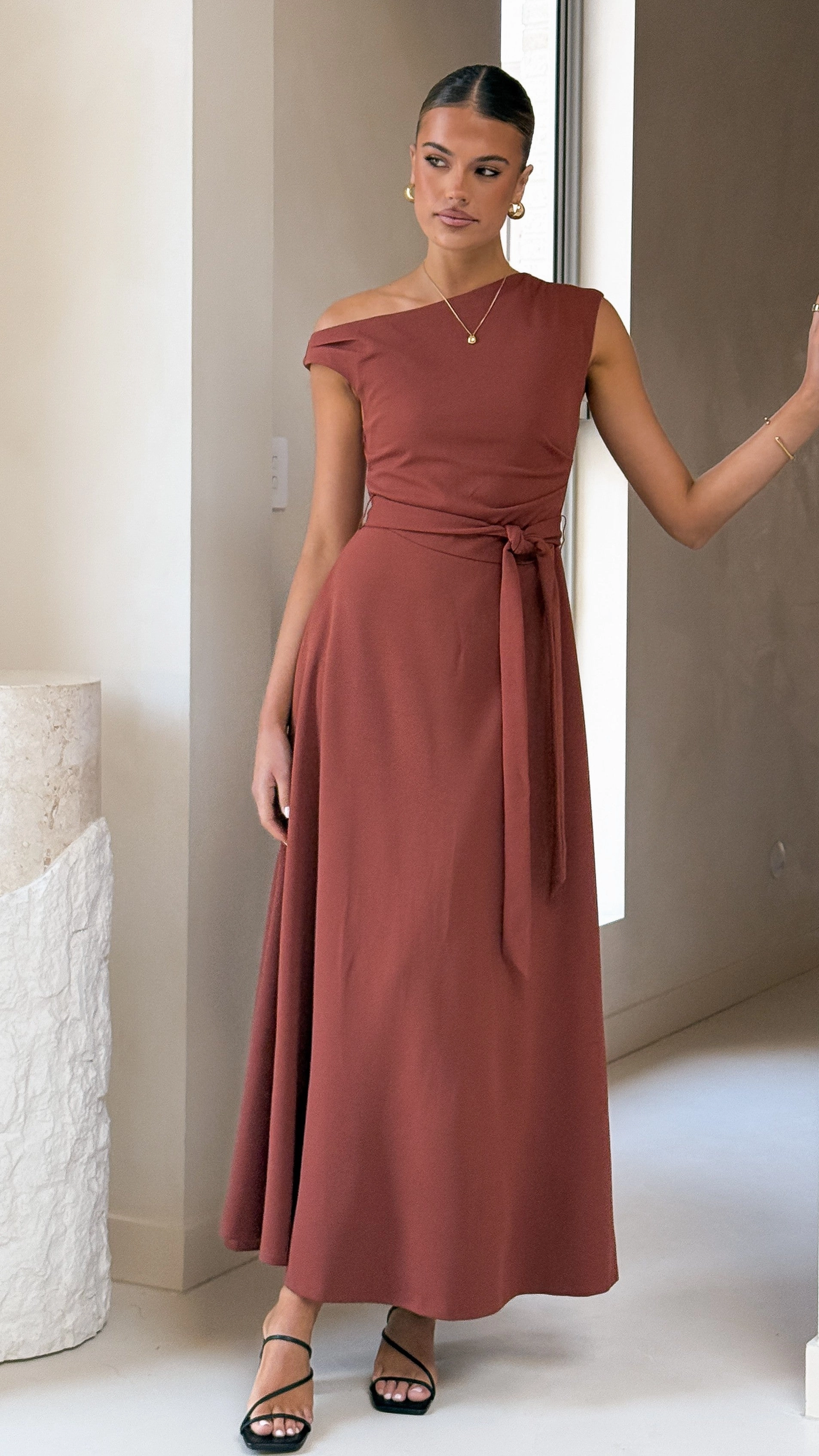 Beauty Zone Sculpted Form Gemma Maxi Dress - Brown