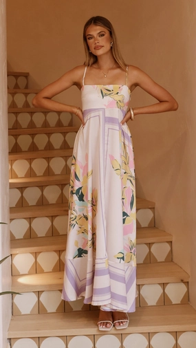 Fresh Flow Comfortable Look Kaethe Maxi Dress - Beige/Lilac