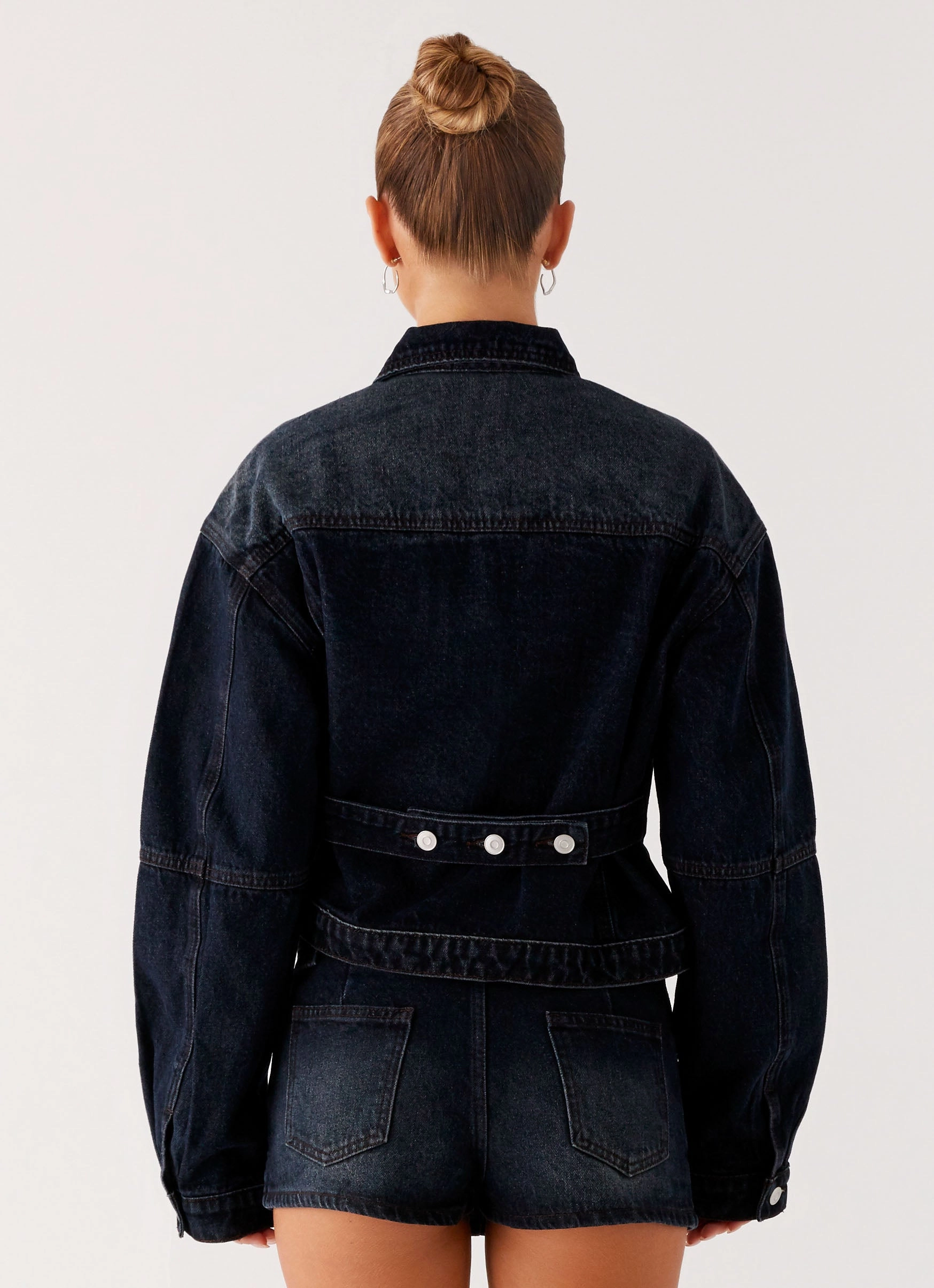 Tropics Denim Jacket - Washed Dark Blue Flexible Hem Adjustment