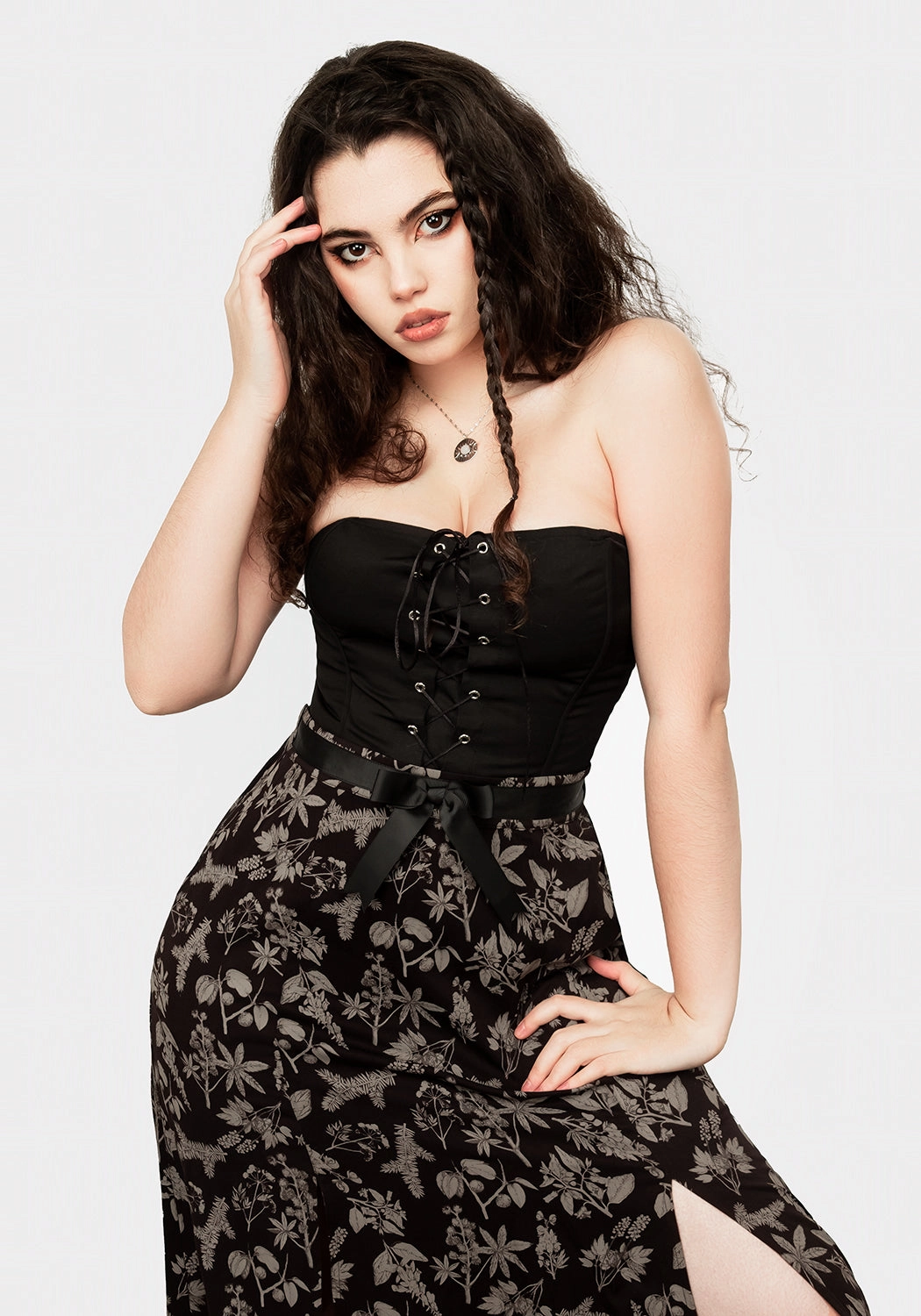 POISONOUS PLANT SPLIT MIDI SKIRT Lightweight Fabric birthday party
