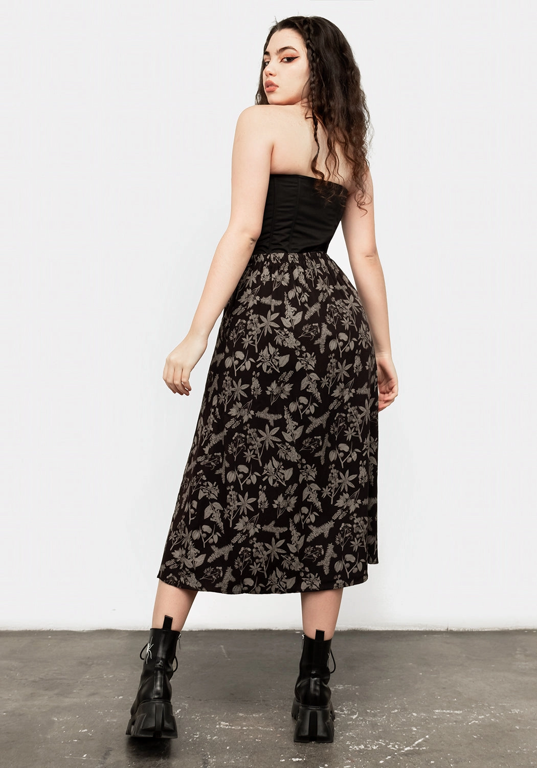 POISONOUS PLANT SPLIT MIDI SKIRT Tagless label Ombre effect