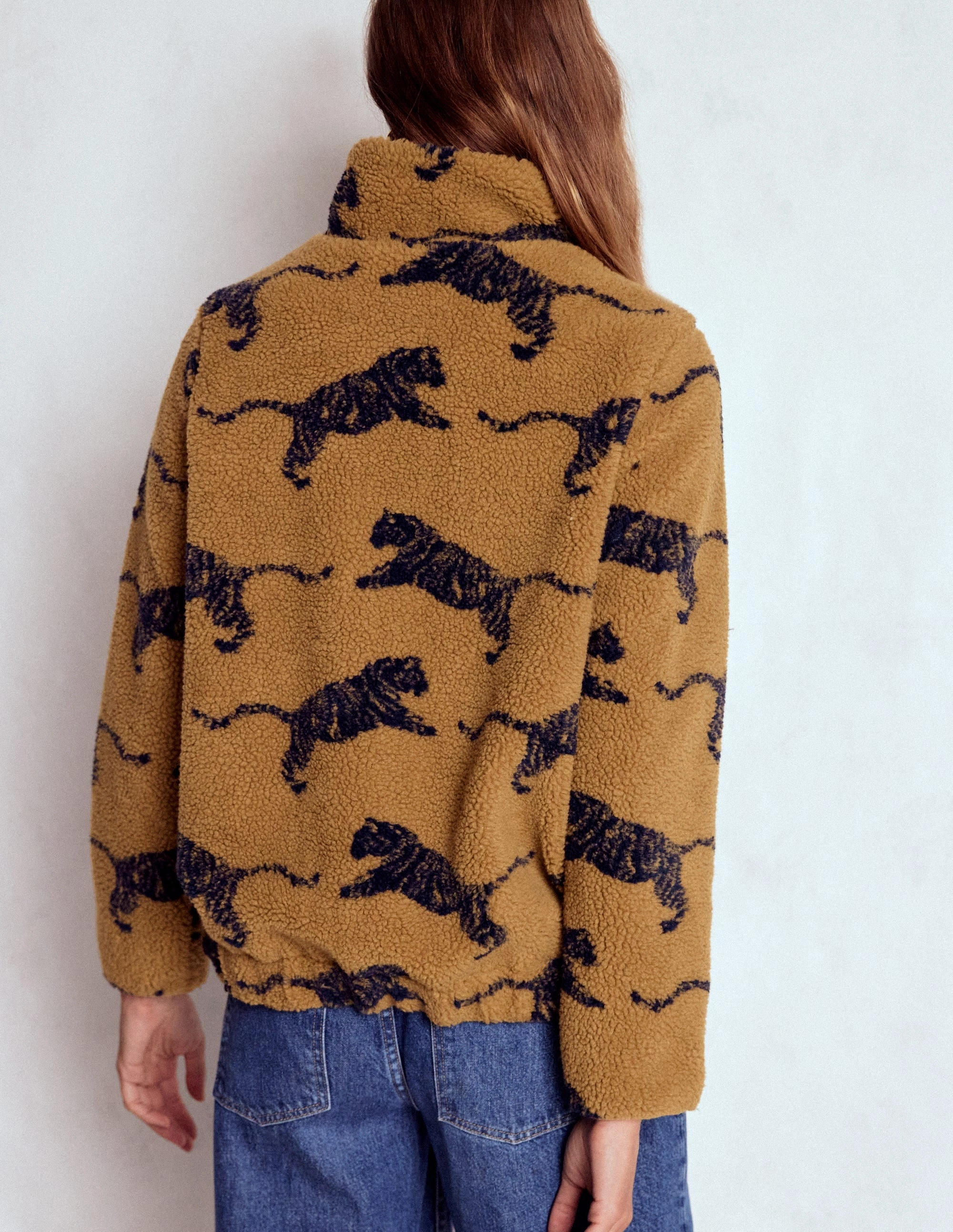 Go Anywhere Wear Westminster Borg Jacket-Hazelnut Brown, Leaping Tiger