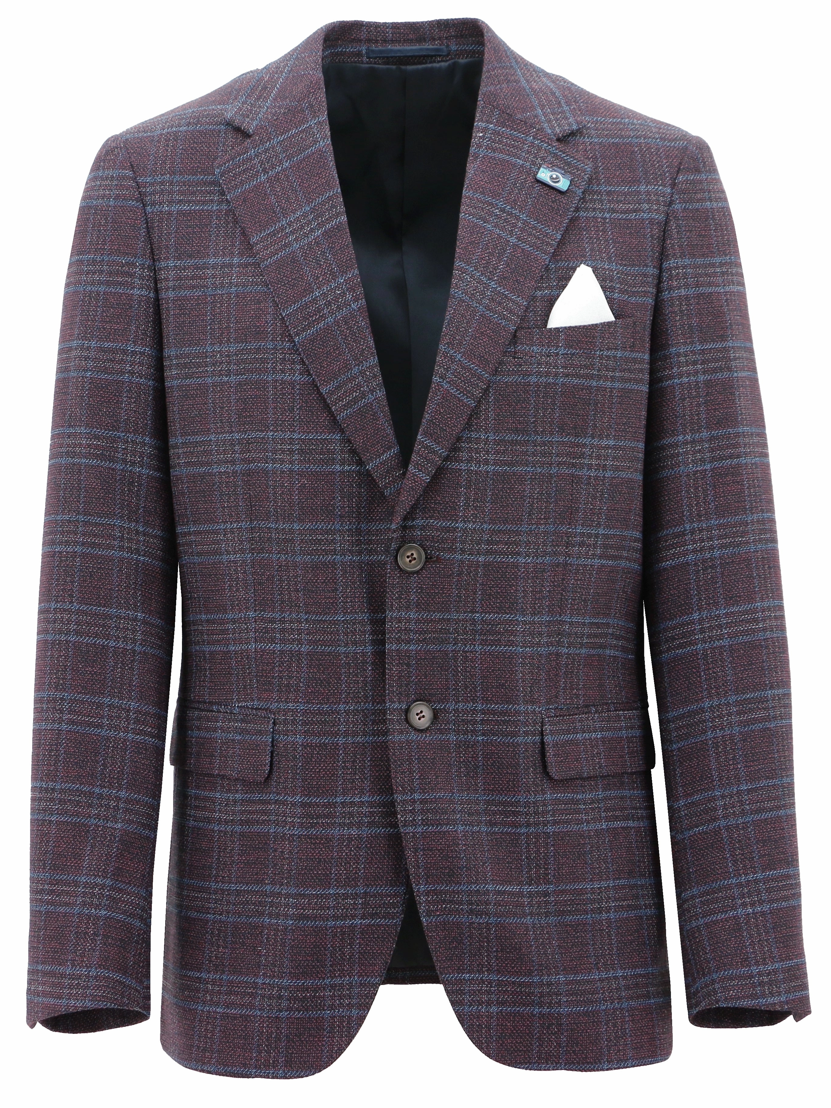 Adjustable Cuff Design Turin Burgundy Checked Sports Jacket