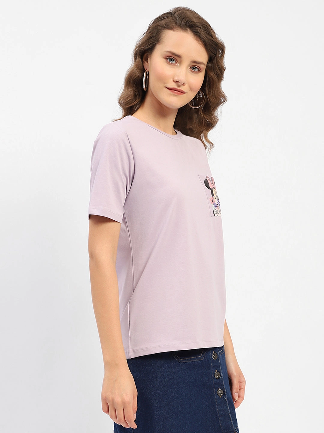 Madame Disney Mickey Mouse Printed Regular Mauve T-Shirt Relax Trend