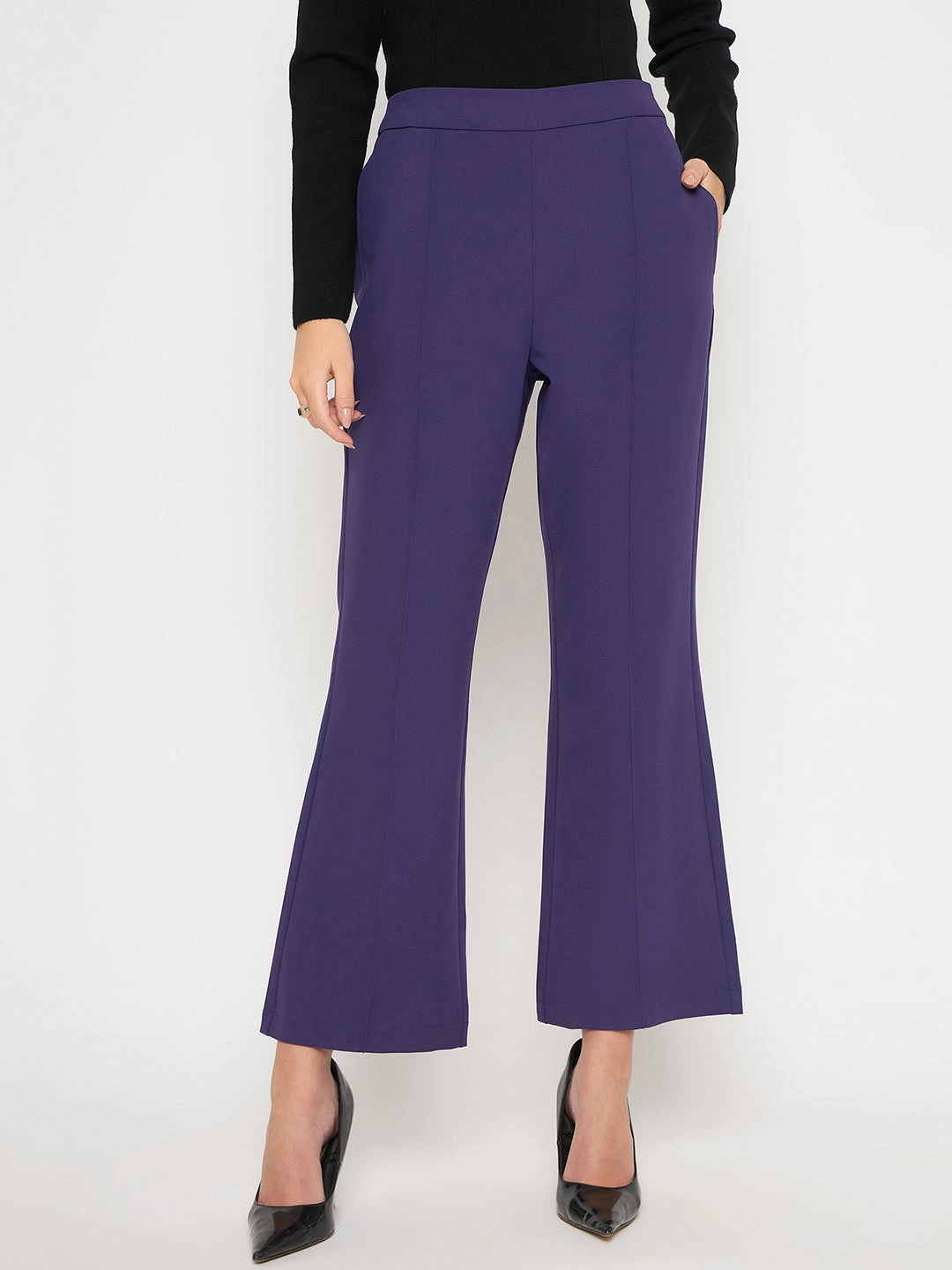 Fresh Fit Madame Pleated Flared Purple Trousers