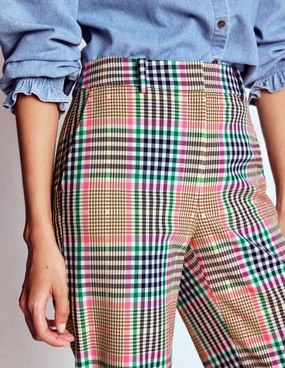 Chafe Free Canonbury Tailored Trousers-Brown,Rose Pink and Navy Check