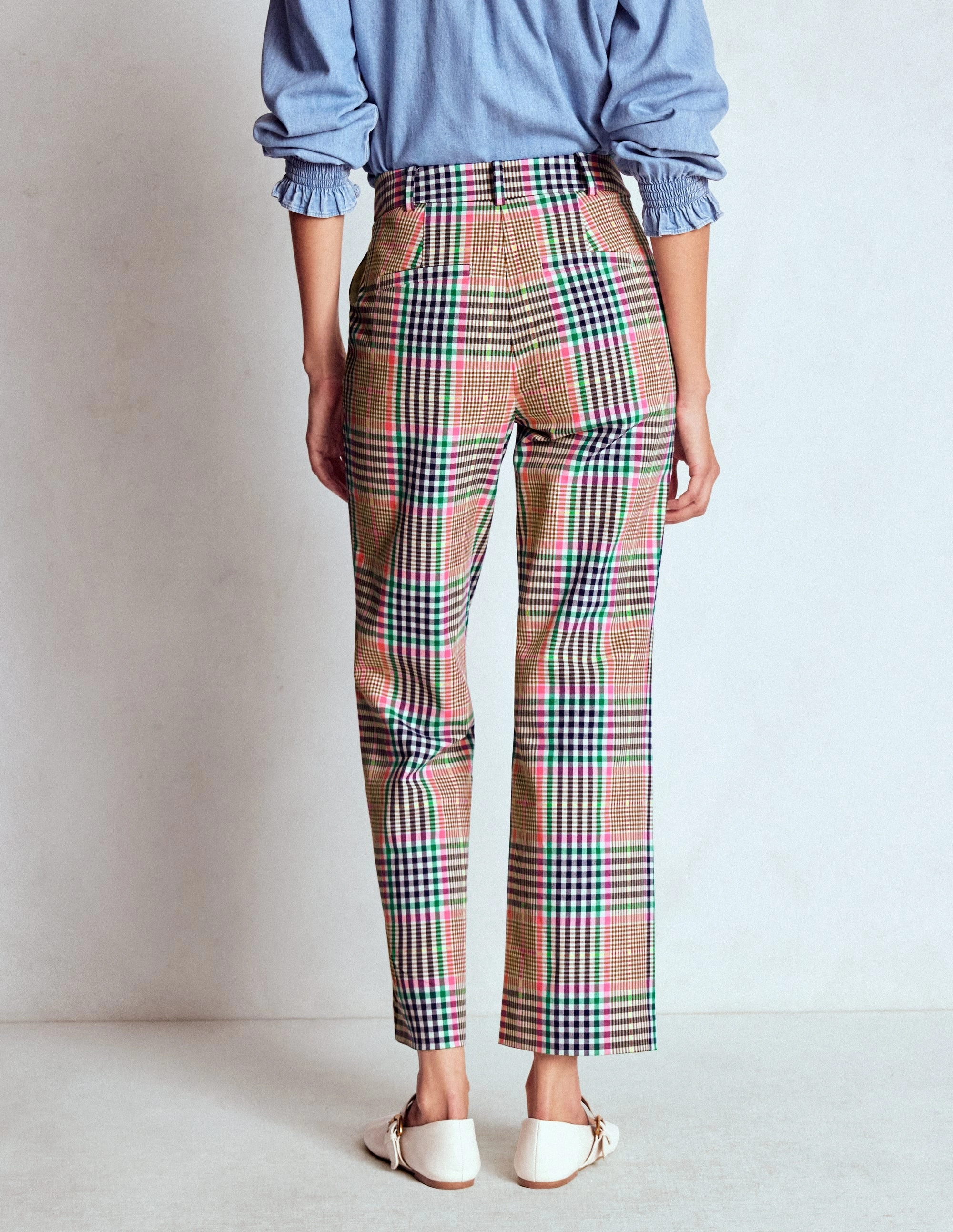 Canonbury Tailored Trousers-Brown,Rose Pink and Navy Check Layer Fit
