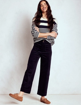 Primrose Cord Trousers-Navy Non Clip Sporty Comfort Fit