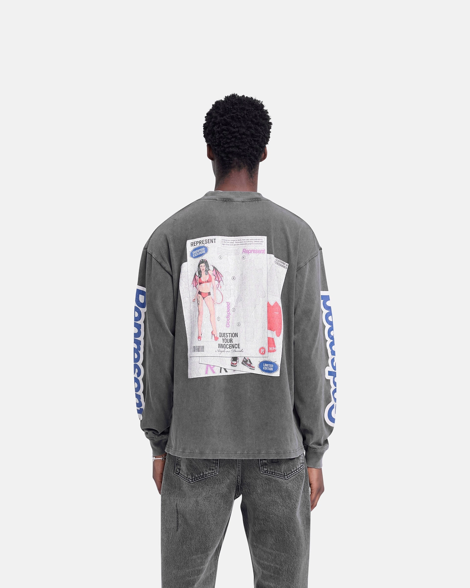 Question Your Innocence Long Sleeve T-Shirt - Vintage Grey Travel Trend Look