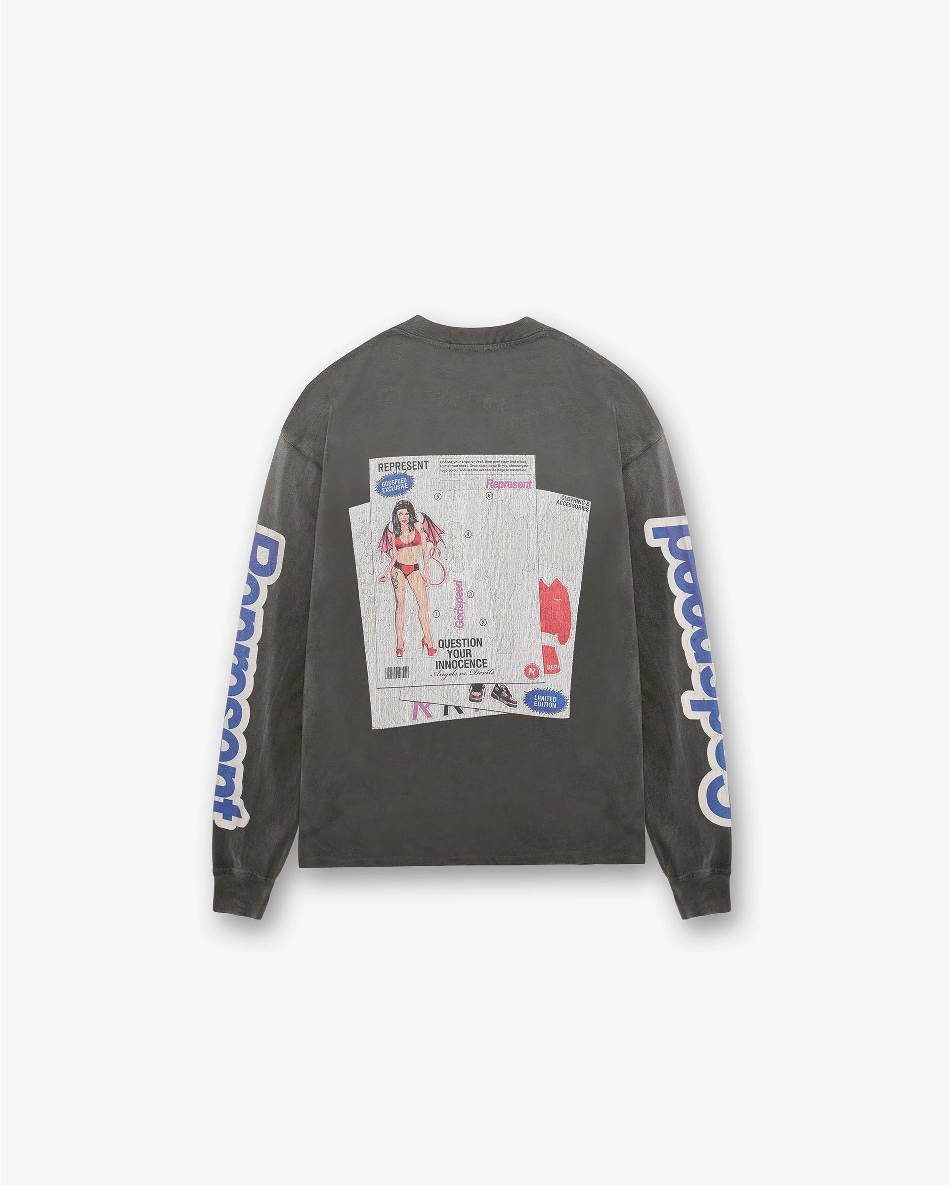 Comfortable Stretch Question Your Innocence Long Sleeve T-Shirt - Vintage Grey