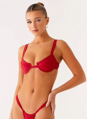 Airlie Balconette Bikini Top - Deep Red Snag Resistant Fiber