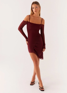 Sascha Mini Dress - Maroon Feminine Details Calm Finish