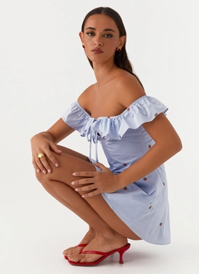 Texas Sun Linen Mini Dress - Blue Cool Undertone