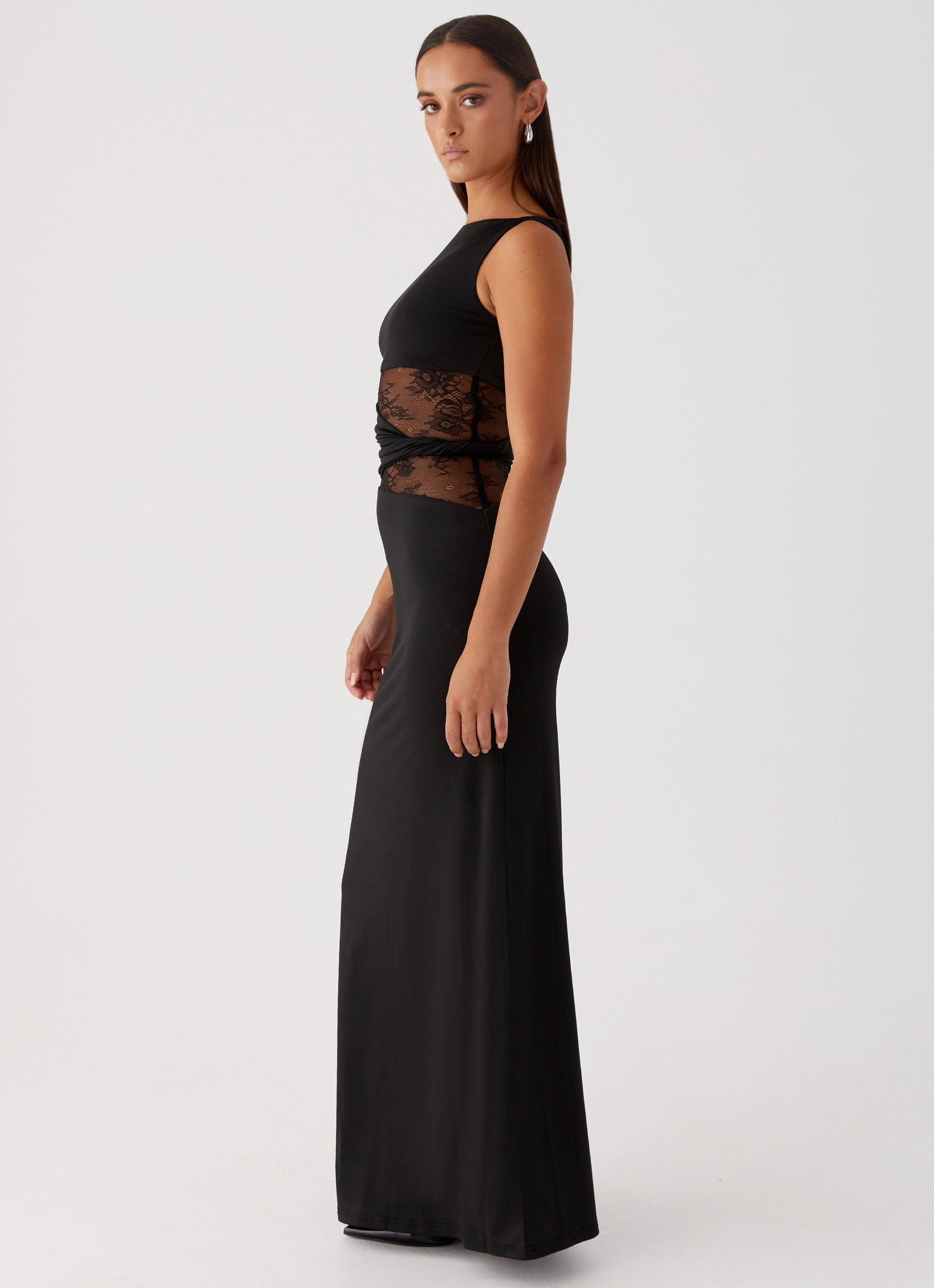 Layered Style Tear-resistant Karma Maxi Dress - Black