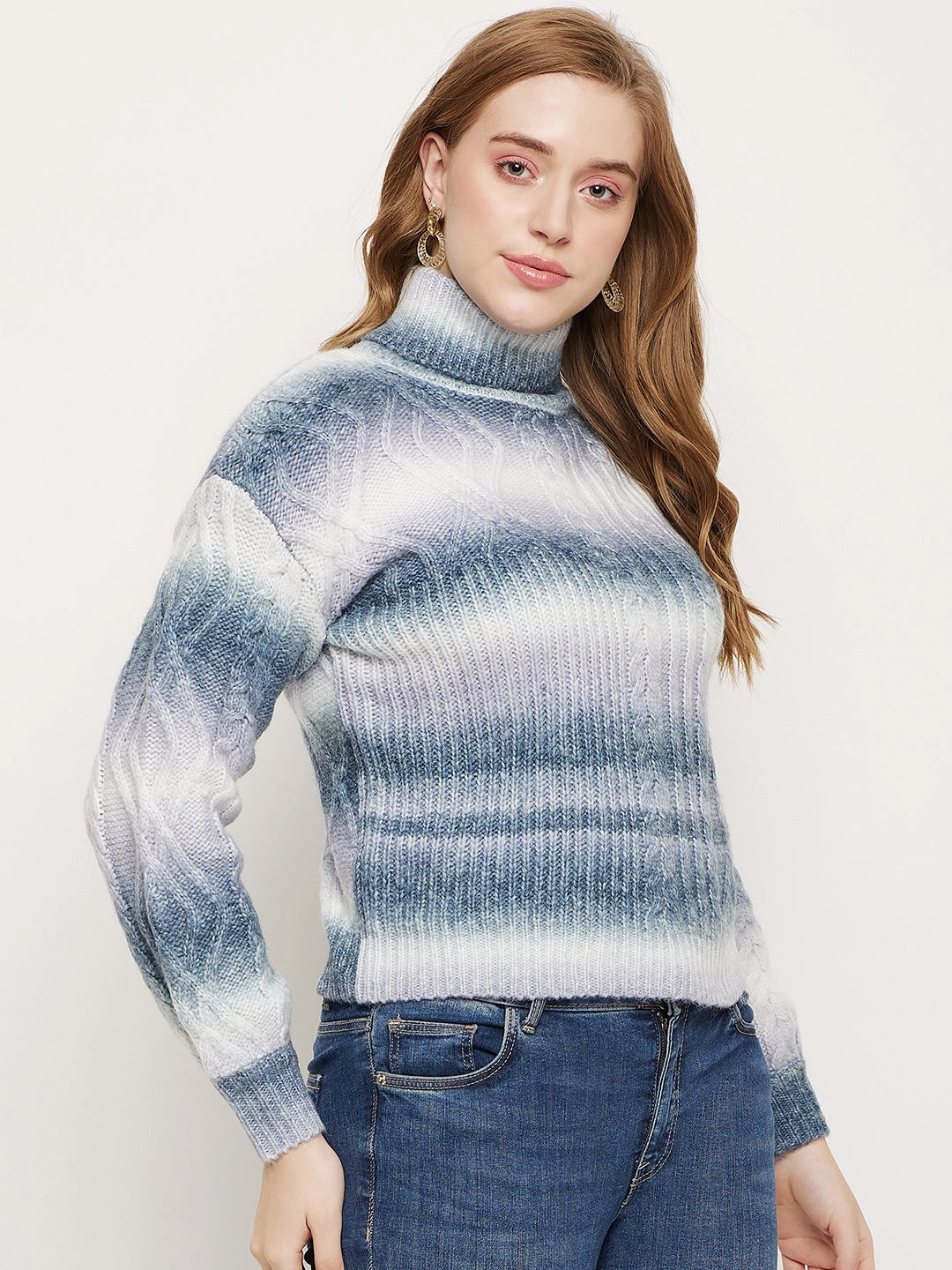 Casual Cozy All-Day Wear Madame Off-White Jacquared Sweater