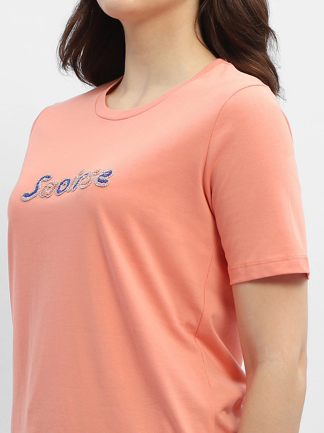 Madame Typography Salmon Cotton T-Shirt Timeless Comfort Summer Ready