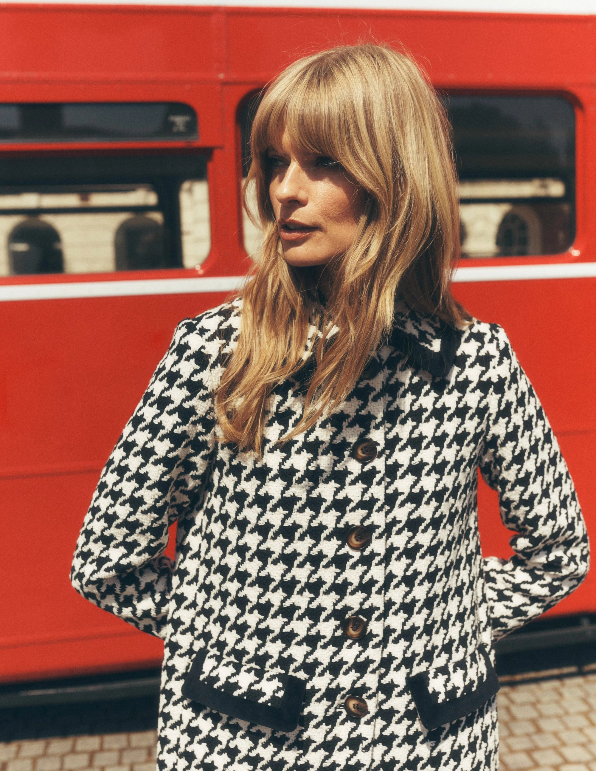 All Season Eco Certified Textiles Edinburgh Swing Coat-Black Dogstooth
