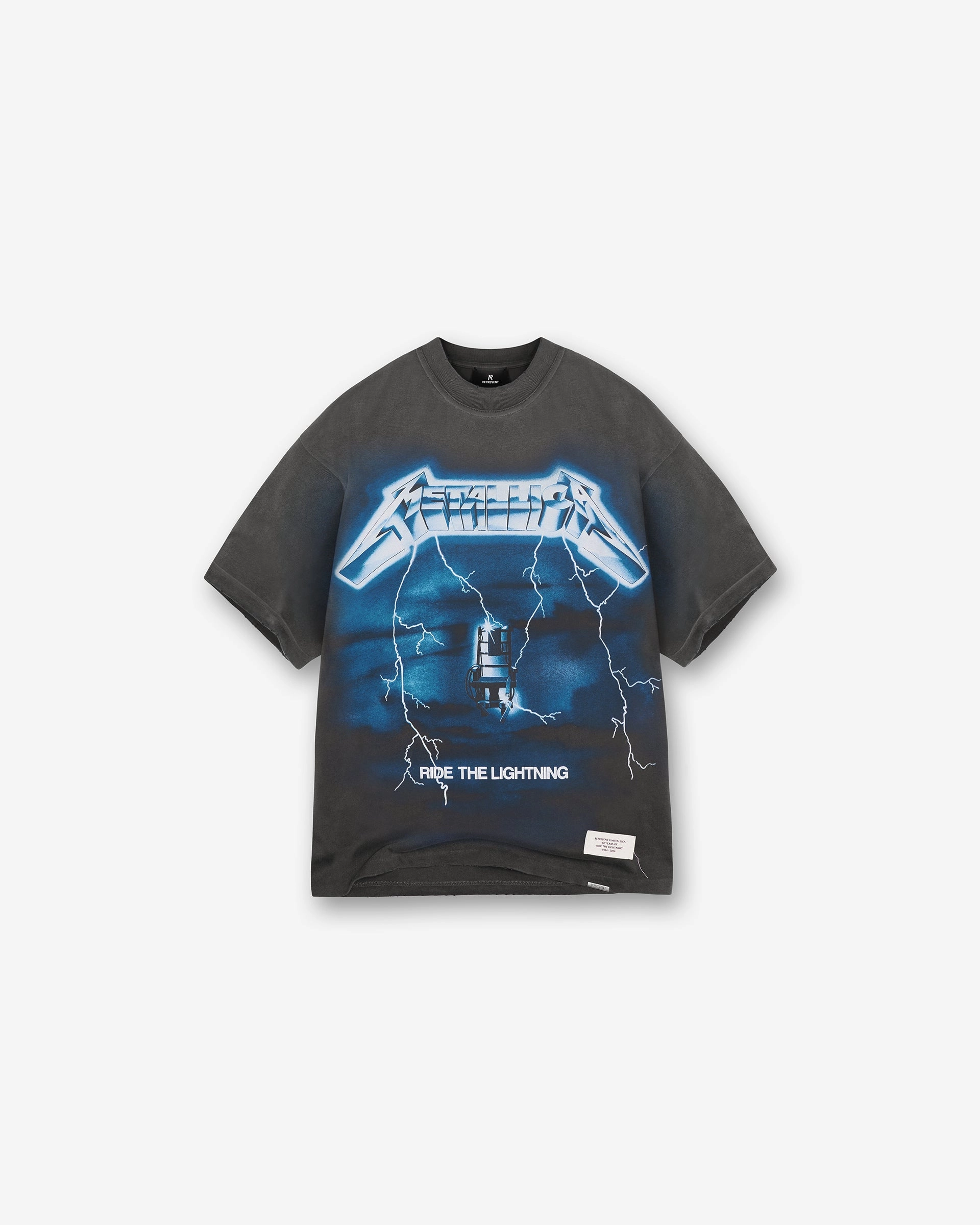 Represent X Metallica Ride The Lightning T-Shirt - Vintage Grey Lightweight Shirt