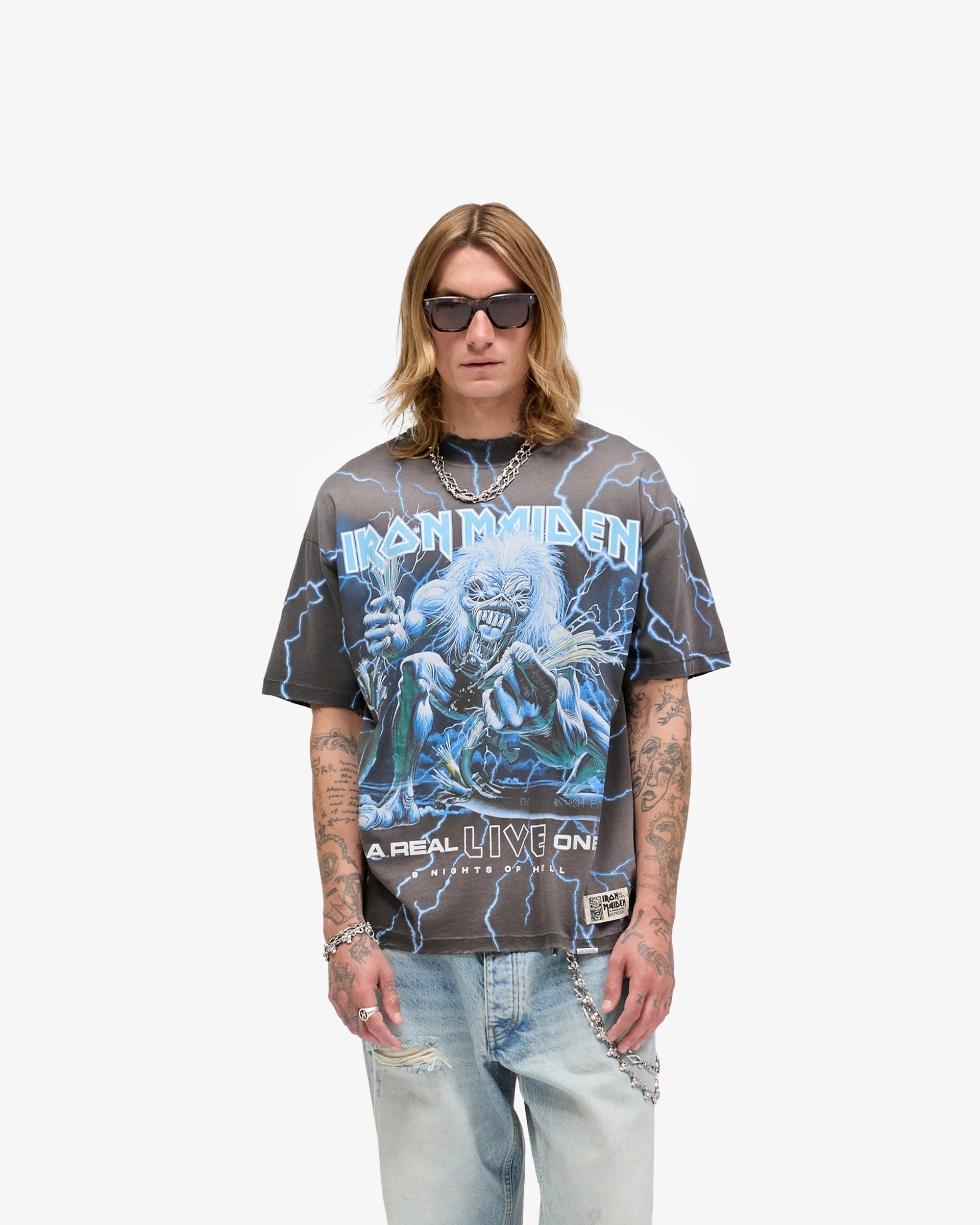 Represent X Iron Maiden A Real Live One T-Shirt - Stained Brown ZeroWaste Production Versatile Design