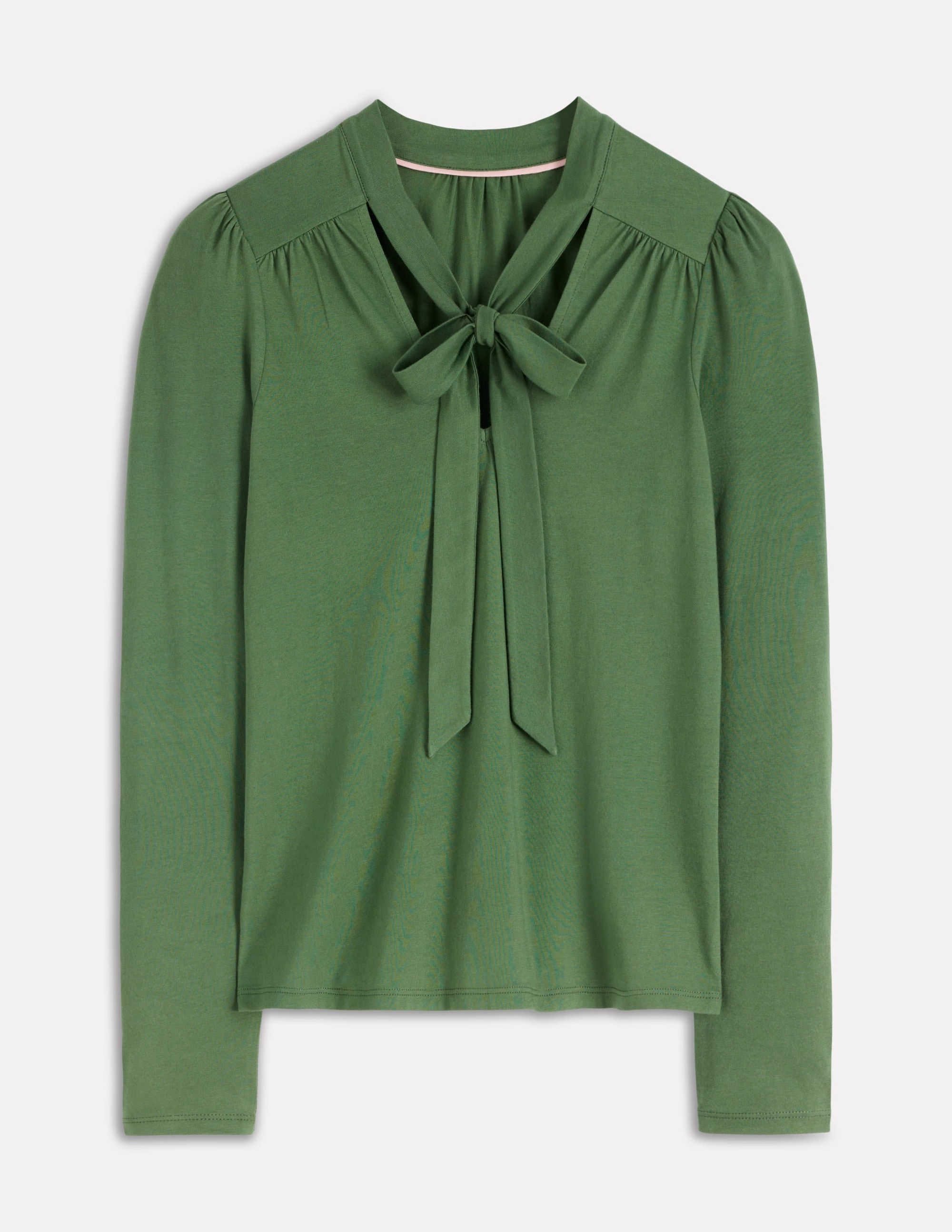 Relaxed Look Tie Neck Supersoft Top-Hunter Green