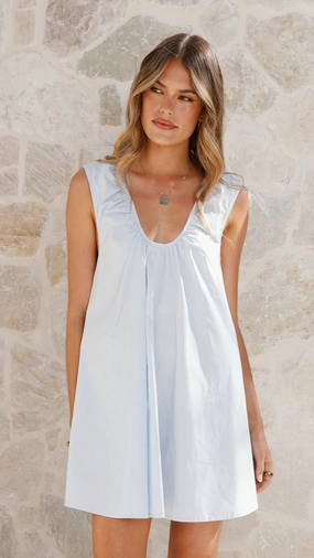 Vanessa Mini Dress - Blue Sheer-Overlay
