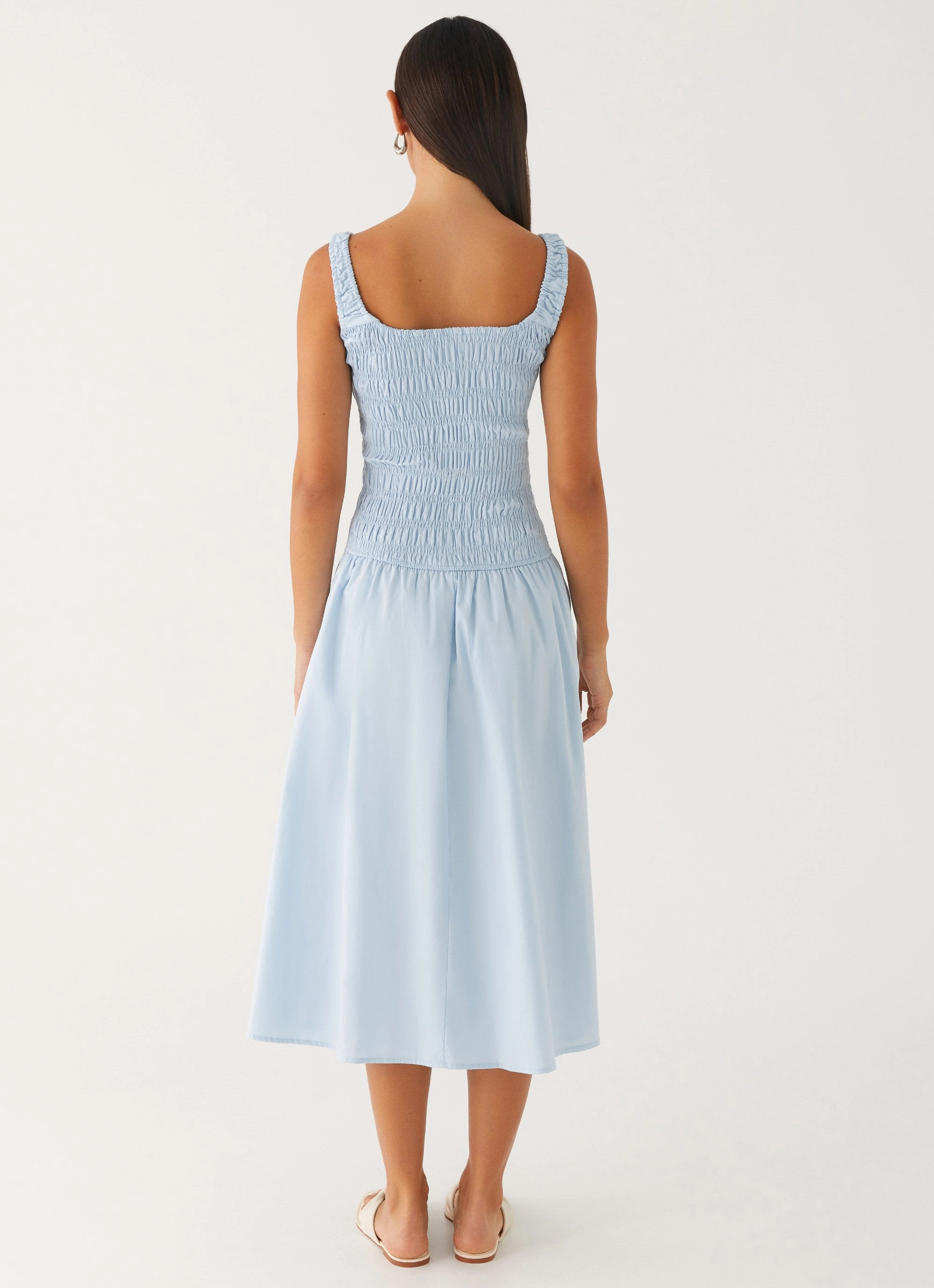 Wildflower Midi Dress - Blue Sweetheart Cut Chic and Flattering
